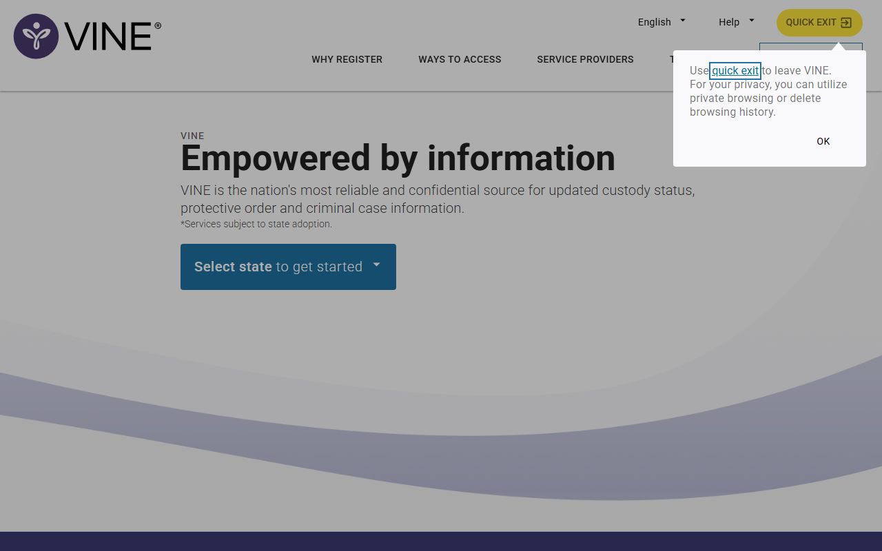VINELink custody search for Gray County inmate records